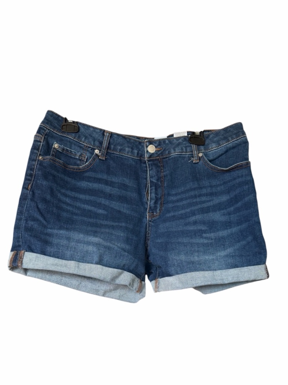 Time and Tru Dark Blue Rolled Cuff Denim Shorts